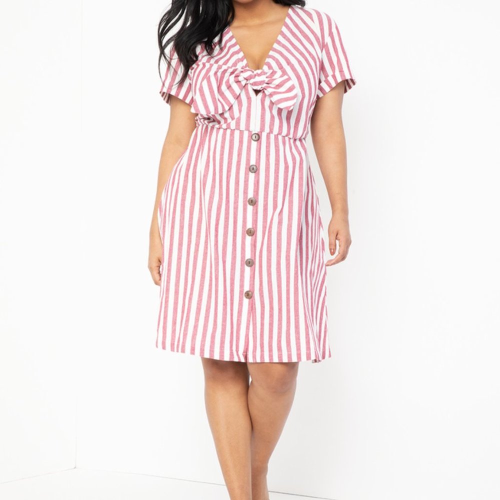 Eloquii Striped Tie Front Dress